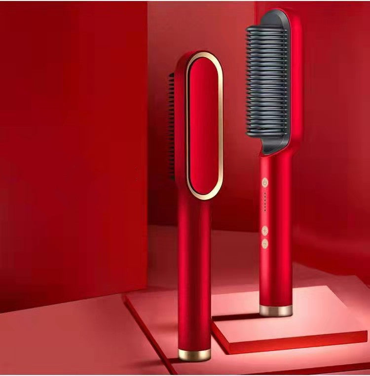 Two In One Negative Ion Hair Straightener Comb Curling Tong Dual-purpose Electric Hair Brush