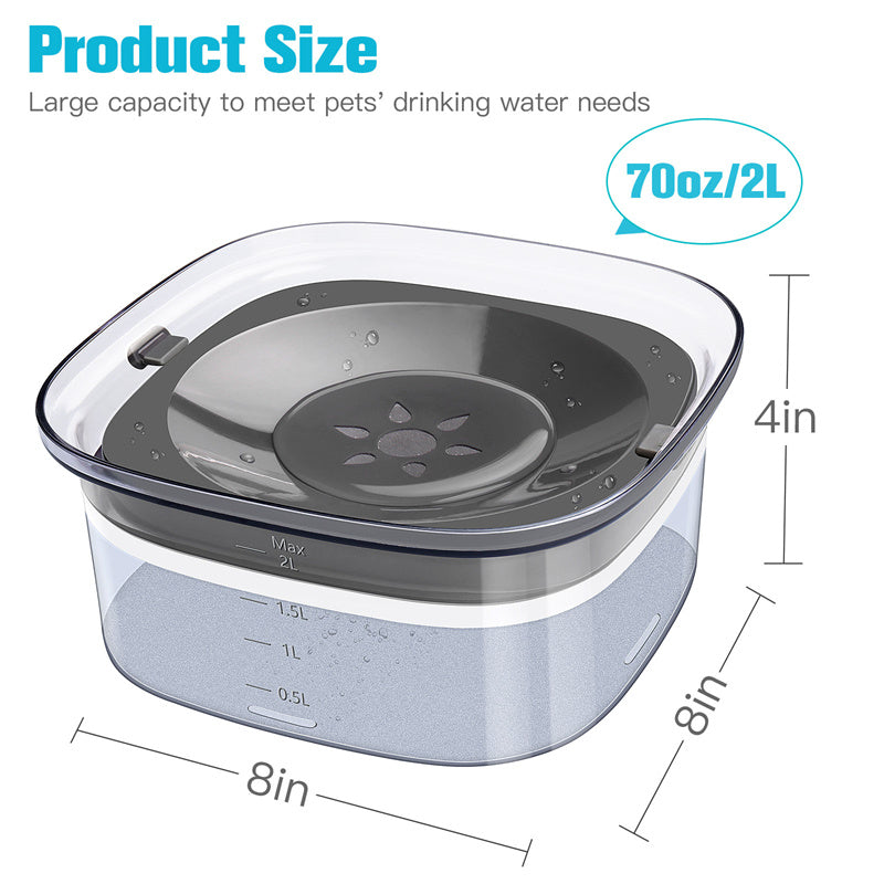 70oz Dog Water Bowl Large Capacity Spill Proof Dog Bowl Transparent 2L Visible Water Level Slow Drinking Bowl For Dogs And Cats Pet Products