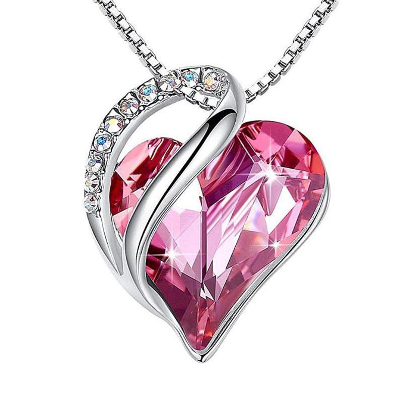 925 Sliver Heart Shaped Geometric Necklace Jewelry Women's Clavicle Chain Valentine's Day Gift