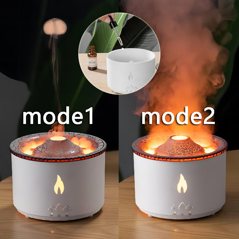 2022 New Creative Ultrasonic Essential Oil Humidifier Volcano Aromatherapy Machine Spray Jellyfish Air Flame Humidifier Diffuser