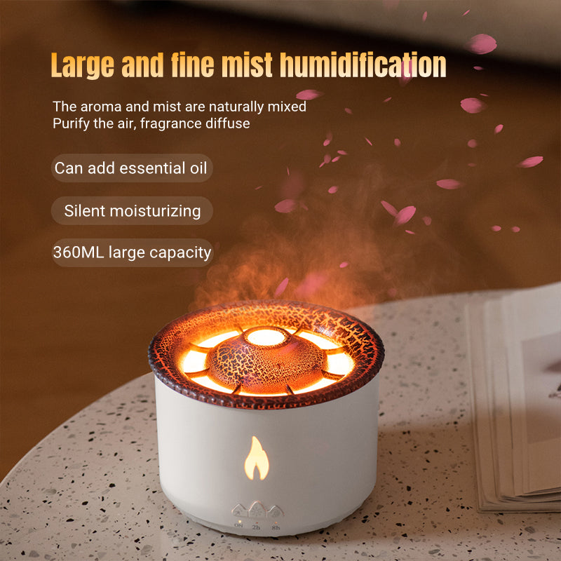 2022 New Creative Ultrasonic Essential Oil Humidifier Volcano Aromatherapy Machine Spray Jellyfish Air Flame Humidifier Diffuser